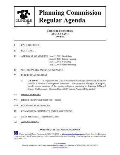 glendale meeting agenda.